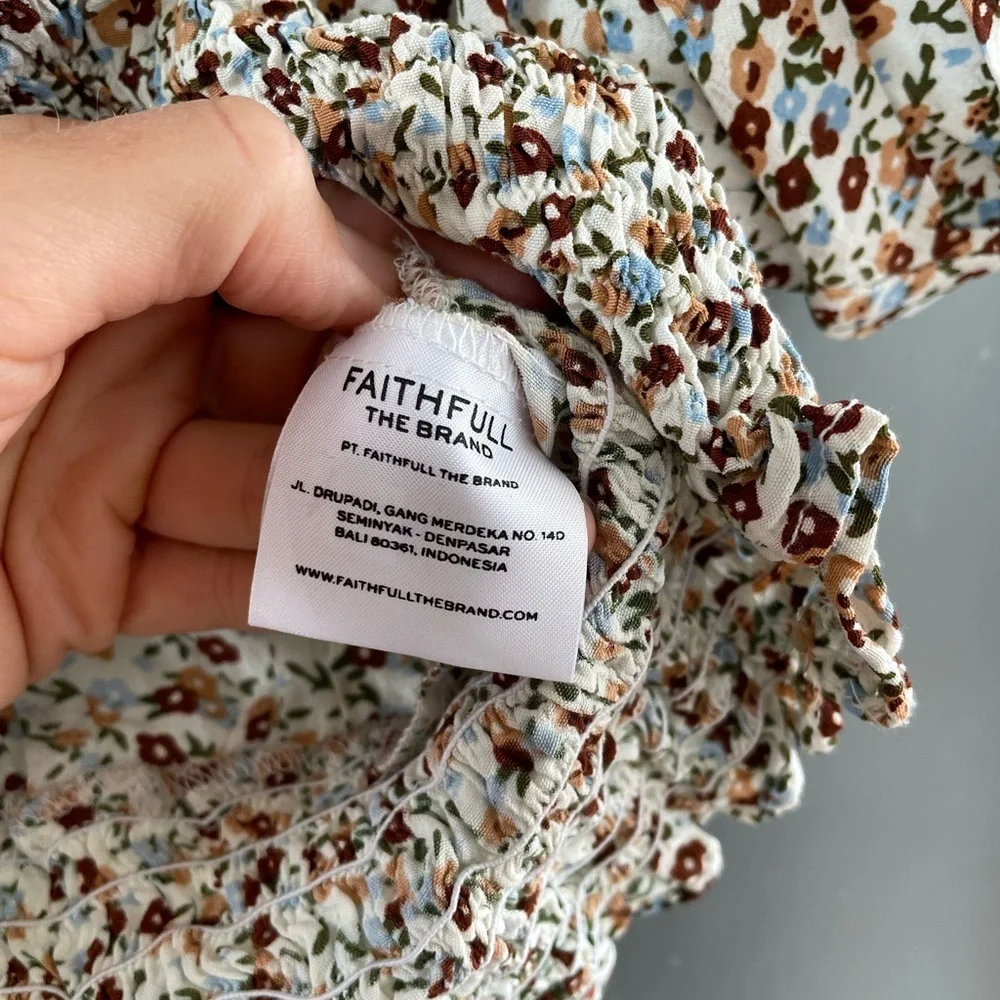 Faithfull the Brand Floral Smocked Crop Top Size 4 Boho Cottagecore